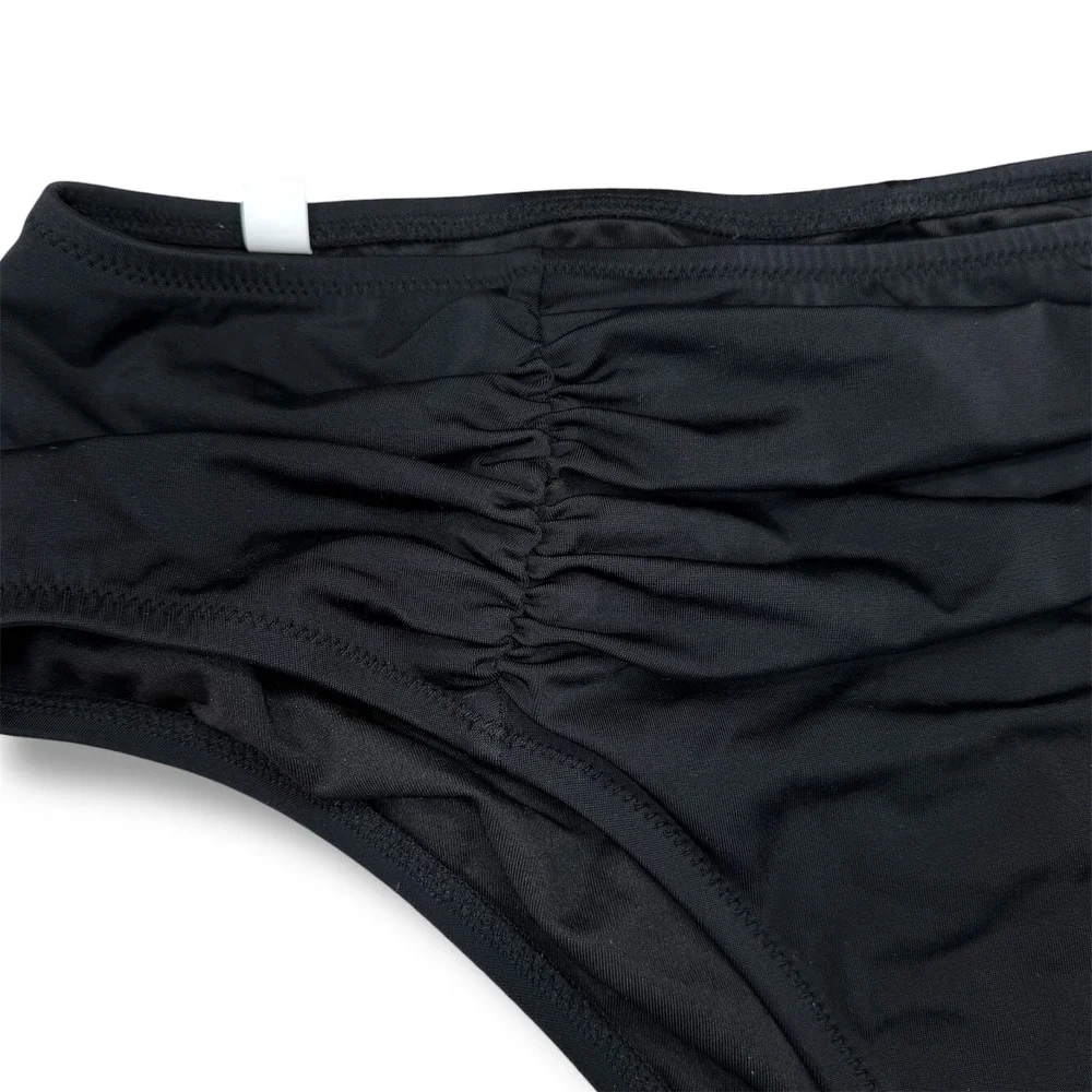 Victorias Secret Black Push Up Halter Bikini Set 36D Large Ruched High‎ Waist